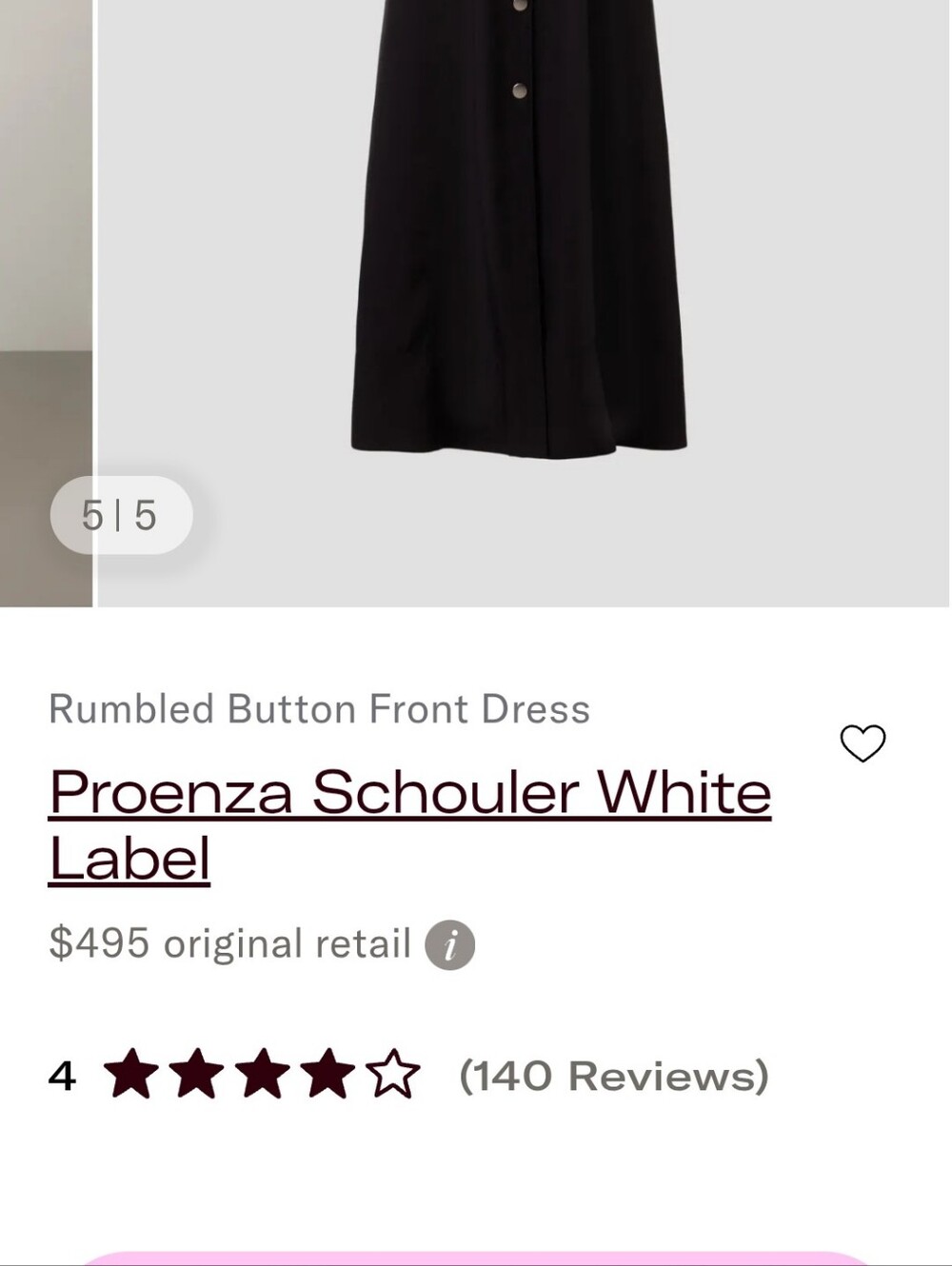 Proenza Schouler Black Sleeveless Button-Front Midi Dress with Silver Buttons - Picture 16 of 16